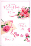 The Mother's Day card depicted here has the softness and quiet charm of a bouquet arranged for a home in Cowley on a bright but gentle spring morning. Against a clean, white background, several pink roses are illustrated in full bloom, their petals finely detailed and layered, blending shades from pale blush to deeper, rosy pink. Each flower appears plush and velvety, as if it has just been picked and carefully placed for admiration. Around the main roses, loose petals are scattered with deliberate lightness, suggesting movement and memory, like the small traces left after unwrapping a fresh arrangement from a Cowley florist. A pale pastel ribbon loops around the largest cluster of blooms, its satin texture implied through soft highlights and curved lines, giving the sense of a hand-tied bouquet awaiting delivery to a nearby neighbourhood such as Littlemore or Blackbird Leys. The floral imagery is complemented by elegant, flowing script that carries a loving Mother's Day message across the card, the letters sweeping and curved, harmonising with the rounded forms of the petals and ribbon. The lighting is gentle and diffuse, creating just enough shadow to give the roses shape while maintaining an overall impression of calm brightness. Together, these details create a tender, heartfelt mood, as though the card itself were an extension of a real bouquet, chosen to say thank you, I appreciate you, and you deserve every kindness, to a mother celebrated in and around Cowley with both flowers and thoughtful words.